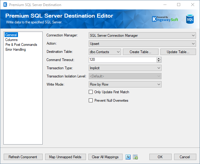 SQL Server Destination Component